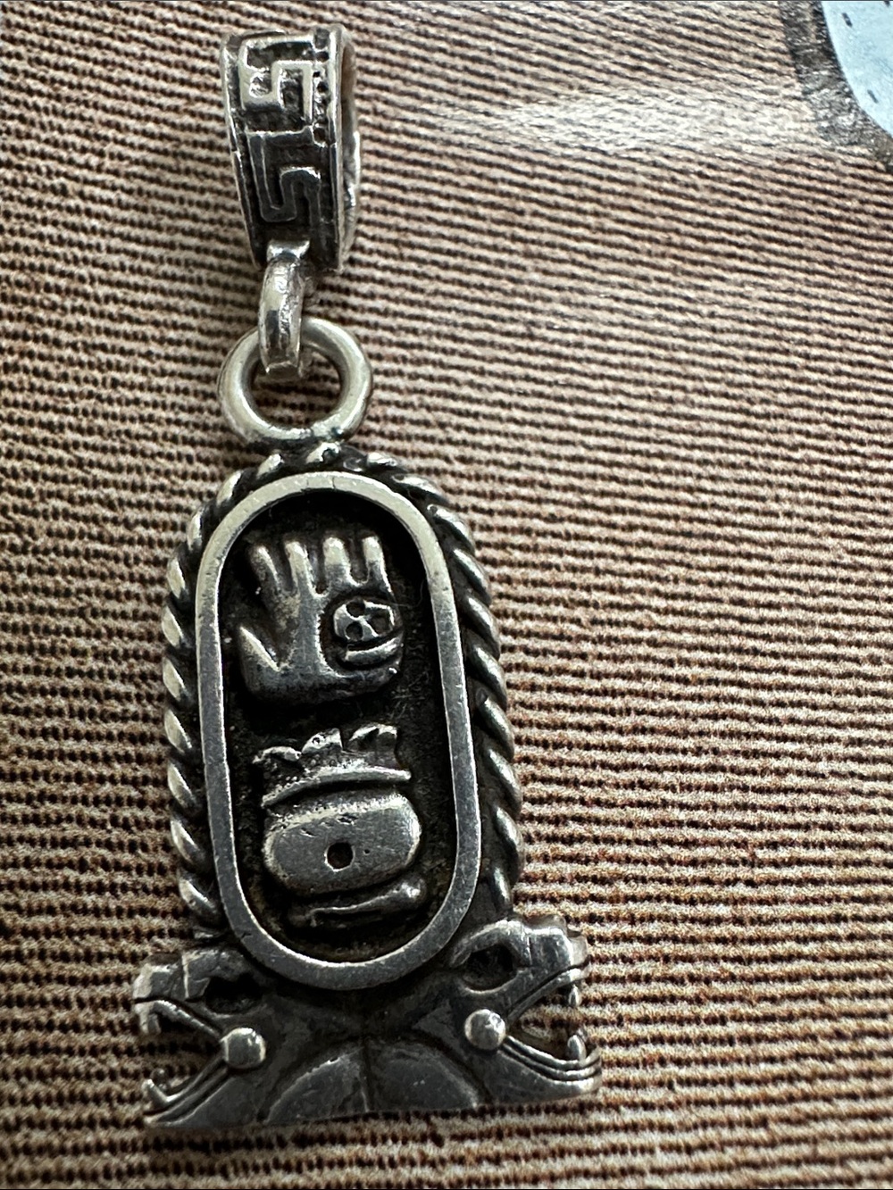 925 Sterling Silver Egyptian Cartouche Pendant - Silver